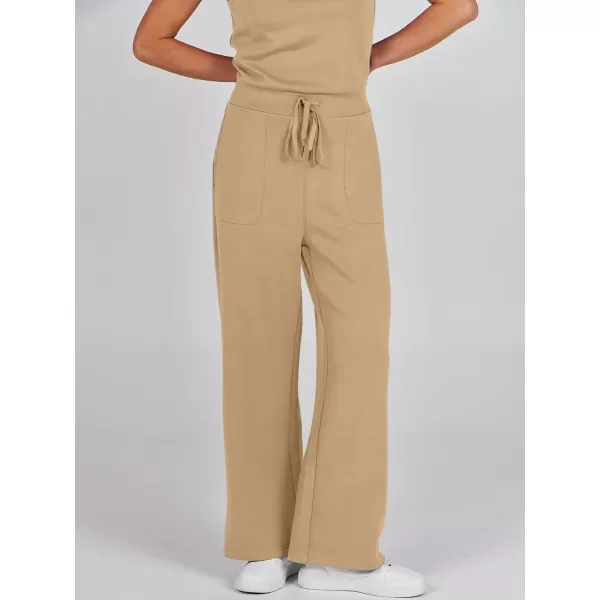 imageANRABESS Jumpsuits for Women 2024 Casual Summer Dressy Romper Sleeveless Wide Leg Long Pants Outfits JumperKhaki