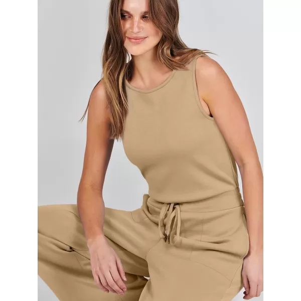 imageANRABESS Jumpsuits for Women 2024 Casual Summer Dressy Romper Sleeveless Wide Leg Long Pants Outfits JumperKhaki