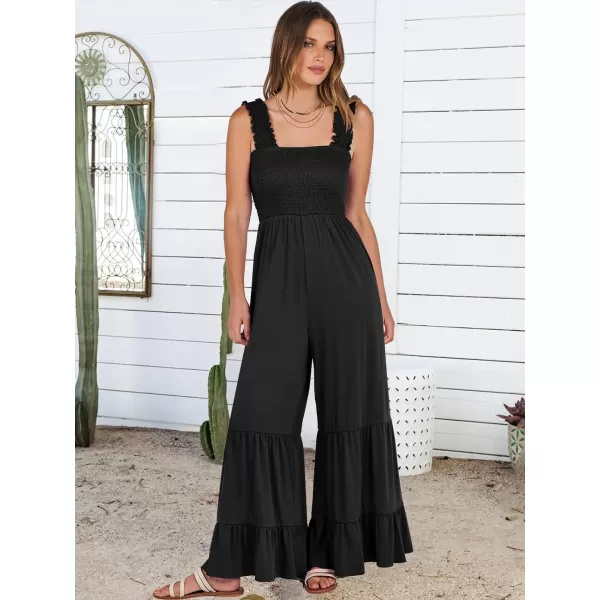 imageANRABESS Jumpsuits for Women Casual Jumpers Summer Sleeveless Loose High Waist Wide Leg Rompers with Pockets 2024Black