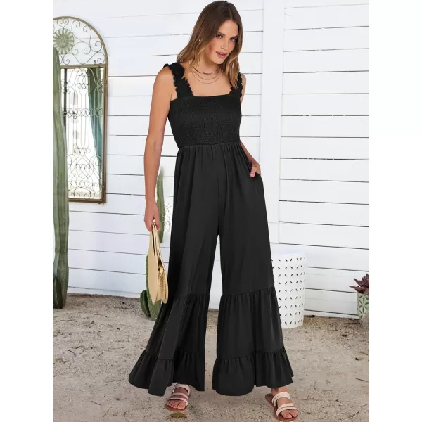 imageANRABESS Jumpsuits for Women Casual Jumpers Summer Sleeveless Loose High Waist Wide Leg Rompers with Pockets 2024Black