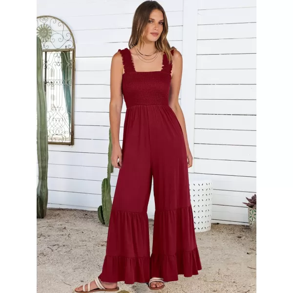 imageANRABESS Jumpsuits for Women Casual Jumpers Summer Sleeveless Loose High Waist Wide Leg Rompers with Pockets 2024Burgundy