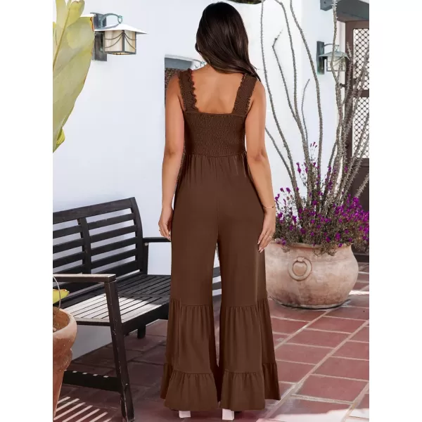 imageANRABESS Jumpsuits for Women Casual Jumpers Summer Sleeveless Loose High Waist Wide Leg Rompers with Pockets 2024Coffee