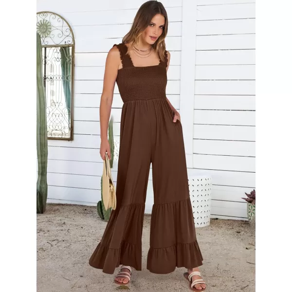 imageANRABESS Jumpsuits for Women Casual Jumpers Summer Sleeveless Loose High Waist Wide Leg Rompers with Pockets 2024Coffee