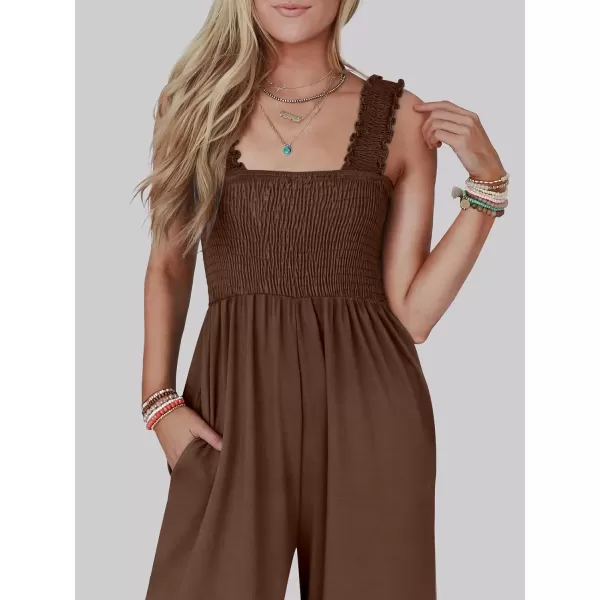 imageANRABESS Jumpsuits for Women Casual Jumpers Summer Sleeveless Loose High Waist Wide Leg Rompers with Pockets 2024Coffee