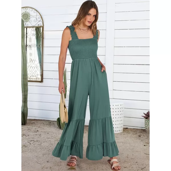 imageANRABESS Jumpsuits for Women Casual Jumpers Summer Sleeveless Loose High Waist Wide Leg Rompers with Pockets 2024Grass