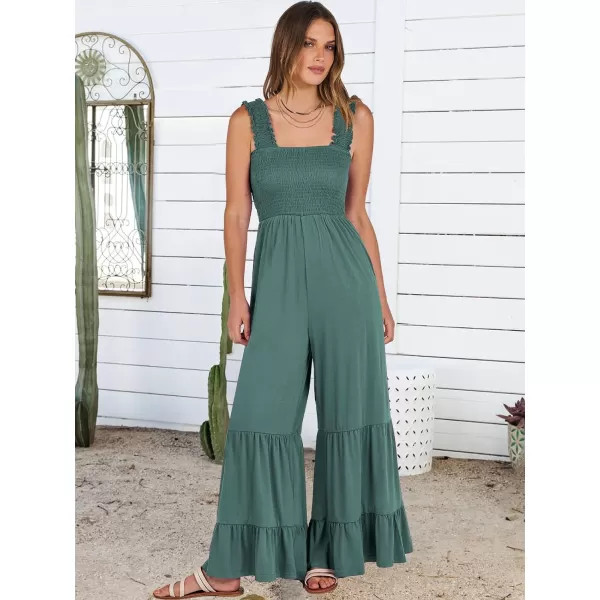 imageANRABESS Jumpsuits for Women Casual Jumpers Summer Sleeveless Loose High Waist Wide Leg Rompers with Pockets 2024Grass