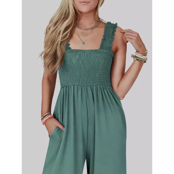 imageANRABESS Jumpsuits for Women Casual Jumpers Summer Sleeveless Loose High Waist Wide Leg Rompers with Pockets 2024Grass