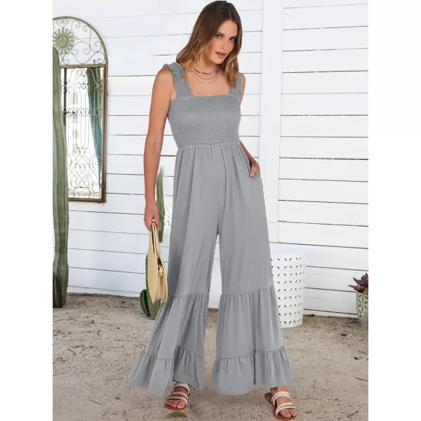 imageANRABESS Jumpsuits for Women Casual Jumpers Summer Sleeveless Loose High Waist Wide Leg Rompers with Pockets 2024Grey
