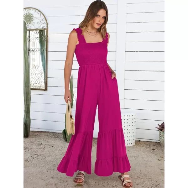 imageANRABESS Jumpsuits for Women Casual Jumpers Summer Sleeveless Loose High Waist Wide Leg Rompers with Pockets 2024Hot Pink