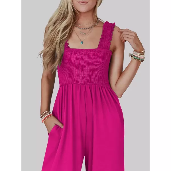 imageANRABESS Jumpsuits for Women Casual Jumpers Summer Sleeveless Loose High Waist Wide Leg Rompers with Pockets 2024Hot Pink