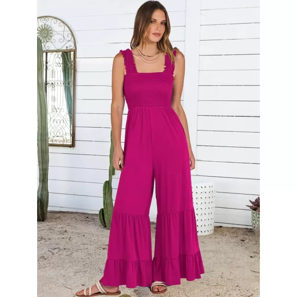 imageANRABESS Jumpsuits for Women Casual Jumpers Summer Sleeveless Loose High Waist Wide Leg Rompers with Pockets 2024Hot Pink