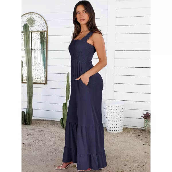 imageANRABESS Jumpsuits for Women Casual Jumpers Summer Sleeveless Loose High Waist Wide Leg Rompers with Pockets 2024Navy Blue