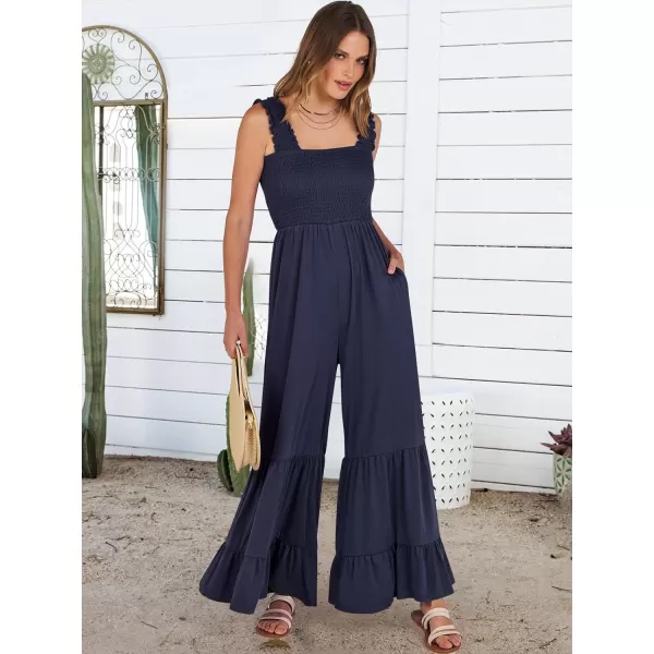 imageANRABESS Jumpsuits for Women Casual Jumpers Summer Sleeveless Loose High Waist Wide Leg Rompers with Pockets 2024Navy Blue