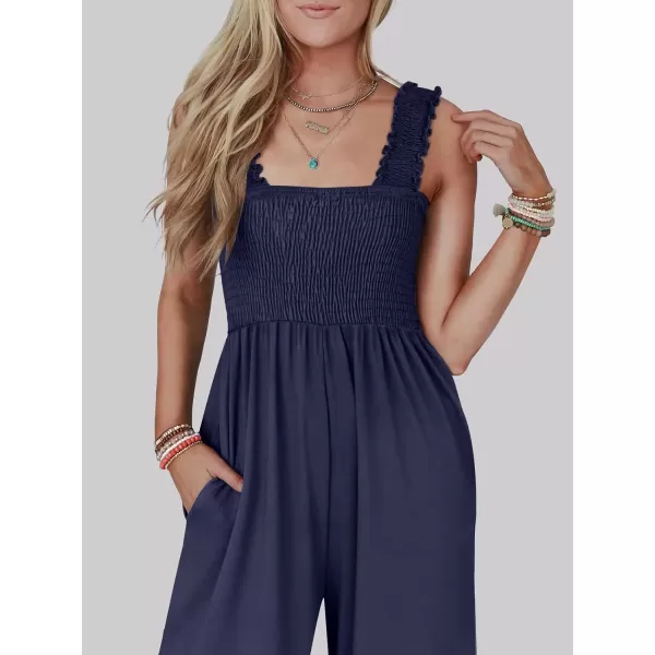 imageANRABESS Jumpsuits for Women Casual Jumpers Summer Sleeveless Loose High Waist Wide Leg Rompers with Pockets 2024Navy Blue