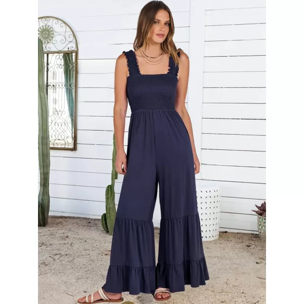 imageANRABESS Jumpsuits for Women Casual Jumpers Summer Sleeveless Loose High Waist Wide Leg Rompers with Pockets 2024Navy Blue