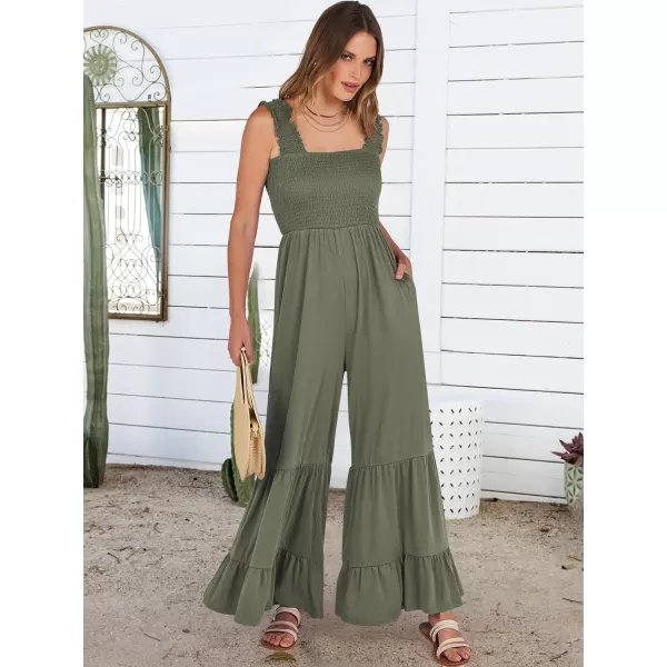 imageANRABESS Jumpsuits for Women Casual Jumpers Summer Sleeveless Loose High Waist Wide Leg Rompers with Pockets 2024Olive