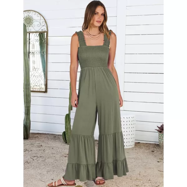 imageANRABESS Jumpsuits for Women Casual Jumpers Summer Sleeveless Loose High Waist Wide Leg Rompers with Pockets 2024Olive