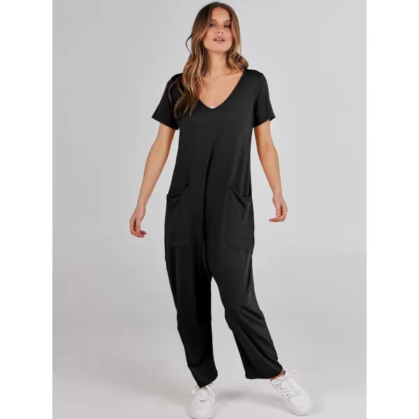 imageANRABESS Jumpsuits for Women Summer Short Sleeve Rompers 2024 Trendy Loose Casual Harem Long Pants Overalls JumpersBlack