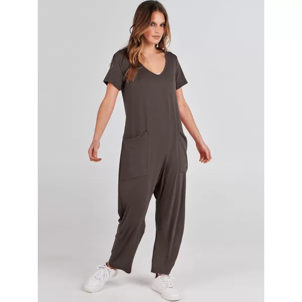 imageANRABESS Jumpsuits for Women Summer Short Sleeve Rompers 2024 Trendy Loose Casual Harem Long Pants Overalls JumpersCoffee