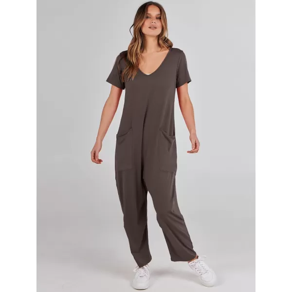 imageANRABESS Jumpsuits for Women Summer Short Sleeve Rompers 2024 Trendy Loose Casual Harem Long Pants Overalls JumpersCoffee