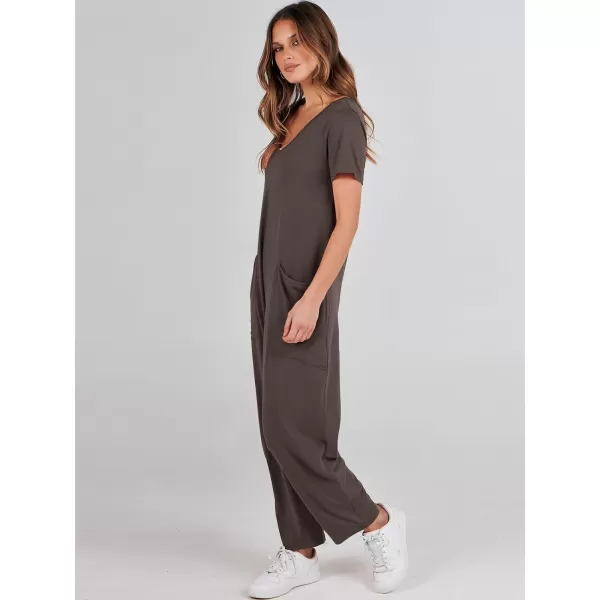 imageANRABESS Jumpsuits for Women Summer Short Sleeve Rompers 2024 Trendy Loose Casual Harem Long Pants Overalls JumpersCoffee