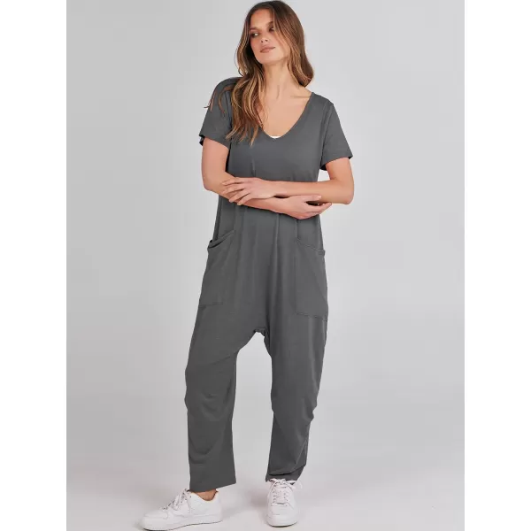 imageANRABESS Jumpsuits for Women Summer Short Sleeve Rompers 2024 Trendy Loose Casual Harem Long Pants Overalls JumpersGrey