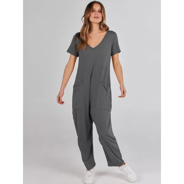 imageANRABESS Jumpsuits for Women Summer Short Sleeve Rompers 2024 Trendy Loose Casual Harem Long Pants Overalls JumpersGrey