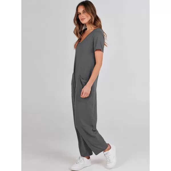 imageANRABESS Jumpsuits for Women Summer Short Sleeve Rompers 2024 Trendy Loose Casual Harem Long Pants Overalls JumpersGrey