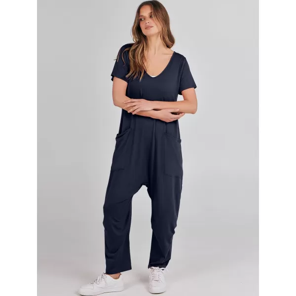 imageANRABESS Jumpsuits for Women Summer Short Sleeve Rompers 2024 Trendy Loose Casual Harem Long Pants Overalls JumpersNavy Blue
