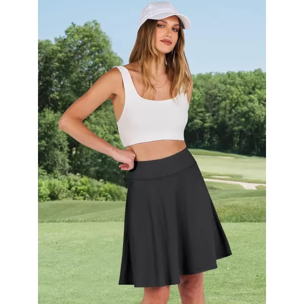 imageANRABESS Knee Length Skorts Skirts for Women with Pockets High Waisted Golf Tennis Skirts Casual Workout Builtin ShortsBlack