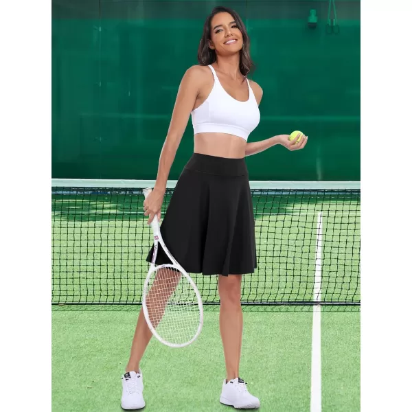imageANRABESS Knee Length Skorts Skirts for Women with Pockets High Waisted Golf Tennis Skirts Casual Workout Builtin ShortsBlack