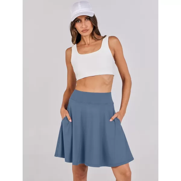 imageANRABESS Knee Length Skorts Skirts for Women with Pockets High Waisted Golf Tennis Skirts Casual Workout Builtin ShortsBlue