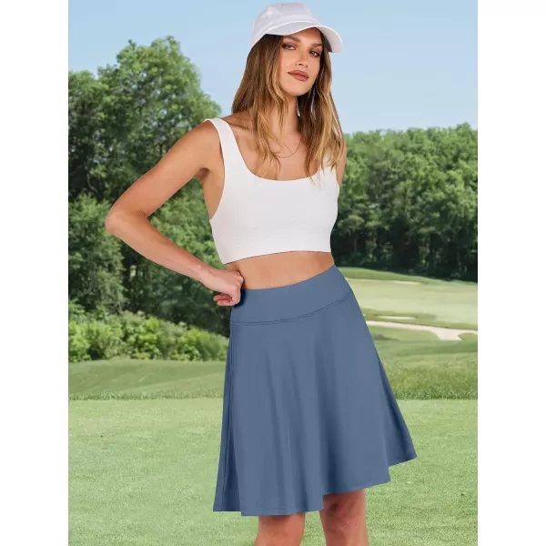 imageANRABESS Knee Length Skorts Skirts for Women with Pockets High Waisted Golf Tennis Skirts Casual Workout Builtin ShortsBlue