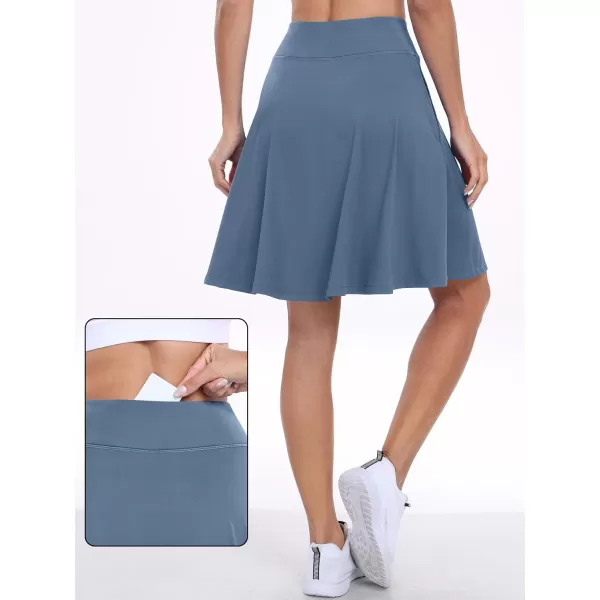 imageANRABESS Knee Length Skorts Skirts for Women with Pockets High Waisted Golf Tennis Skirts Casual Workout Builtin ShortsBlue