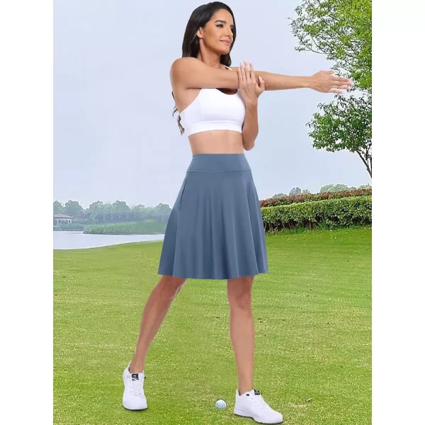 imageANRABESS Knee Length Skorts Skirts for Women with Pockets High Waisted Golf Tennis Skirts Casual Workout Builtin ShortsBlue