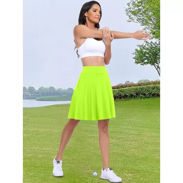 imageANRABESS Knee Length Skorts Skirts for Women with Pockets High Waisted Golf Tennis Skirts Casual Workout Builtin ShortsGreen