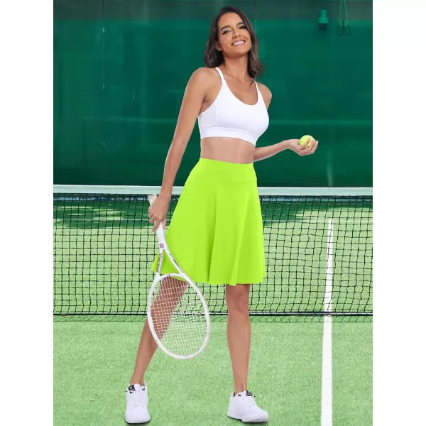 imageANRABESS Knee Length Skorts Skirts for Women with Pockets High Waisted Golf Tennis Skirts Casual Workout Builtin ShortsGreen