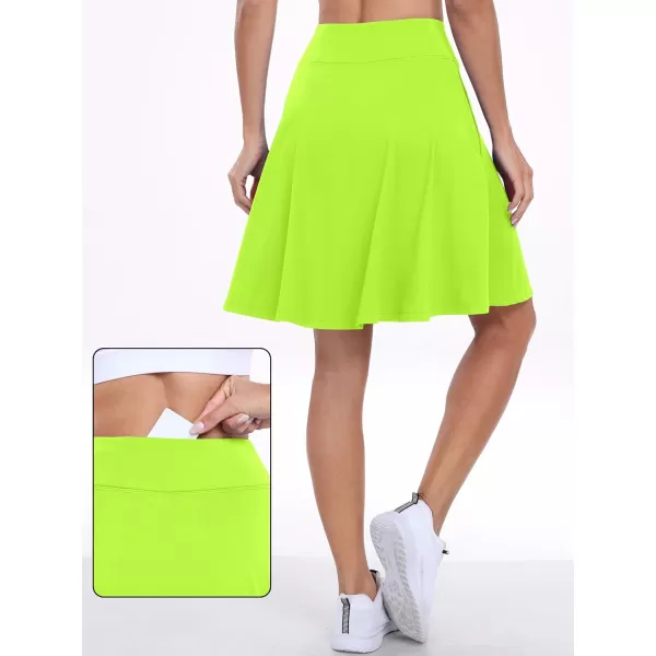 imageANRABESS Knee Length Skorts Skirts for Women with Pockets High Waisted Golf Tennis Skirts Casual Workout Builtin ShortsGreen