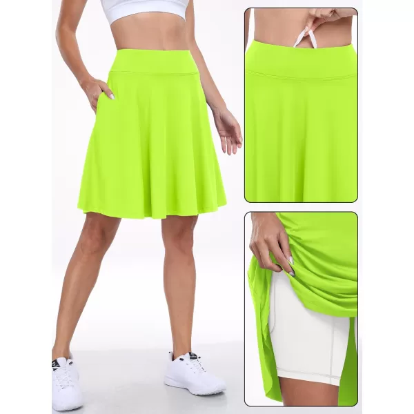 imageANRABESS Knee Length Skorts Skirts for Women with Pockets High Waisted Golf Tennis Skirts Casual Workout Builtin ShortsGreen