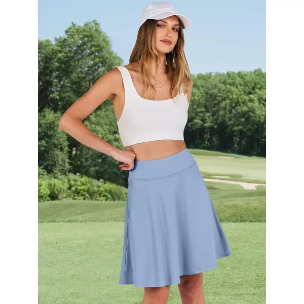 imageANRABESS Knee Length Skorts Skirts for Women with Pockets High Waisted Golf Tennis Skirts Casual Workout Builtin ShortsLight Blue