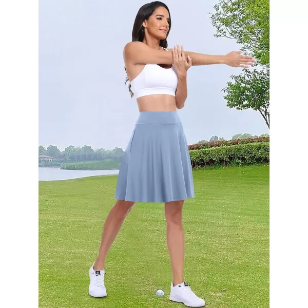imageANRABESS Knee Length Skorts Skirts for Women with Pockets High Waisted Golf Tennis Skirts Casual Workout Builtin ShortsLight Blue