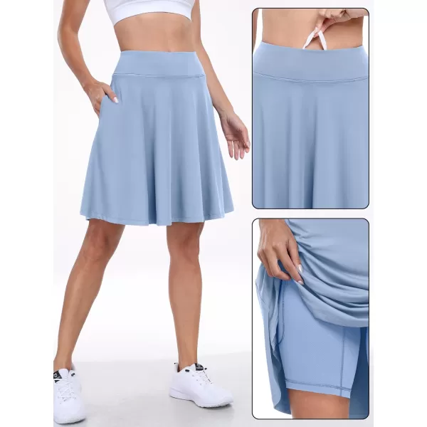 imageANRABESS Knee Length Skorts Skirts for Women with Pockets High Waisted Golf Tennis Skirts Casual Workout Builtin ShortsLight Blue