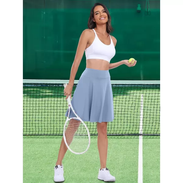 imageANRABESS Knee Length Skorts Skirts for Women with Pockets High Waisted Golf Tennis Skirts Casual Workout Builtin ShortsLight Blue