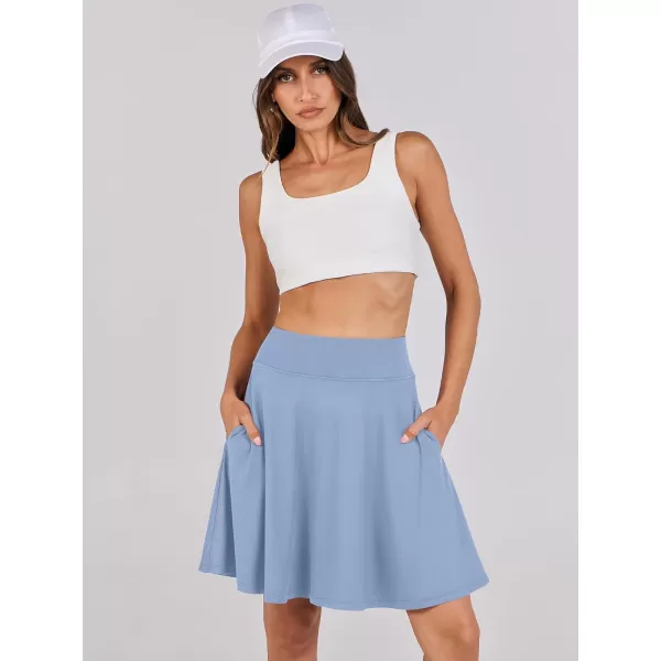 imageANRABESS Knee Length Skorts Skirts for Women with Pockets High Waisted Golf Tennis Skirts Casual Workout Builtin ShortsLight Blue