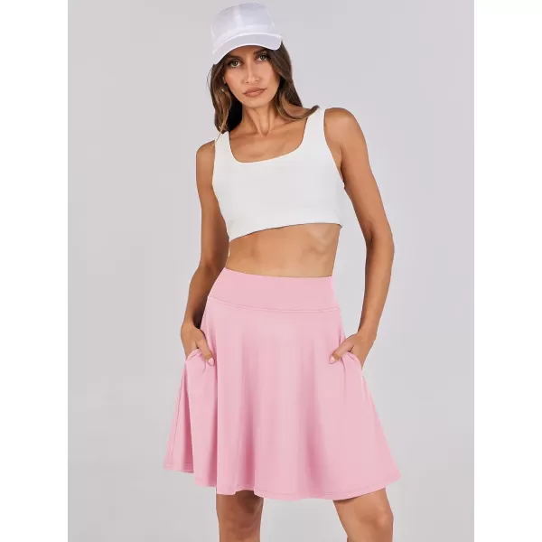 imageANRABESS Knee Length Skorts Skirts for Women with Pockets High Waisted Golf Tennis Skirts Casual Workout Builtin ShortsPink