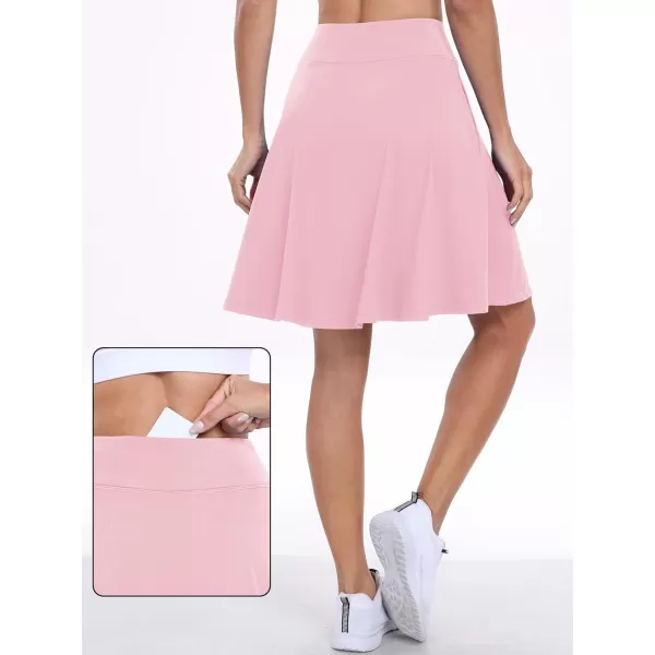 imageANRABESS Knee Length Skorts Skirts for Women with Pockets High Waisted Golf Tennis Skirts Casual Workout Builtin ShortsPink