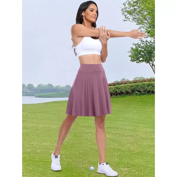 imageANRABESS Knee Length Skorts Skirts for Women with Pockets High Waisted Golf Tennis Skirts Casual Workout Builtin ShortsPurple