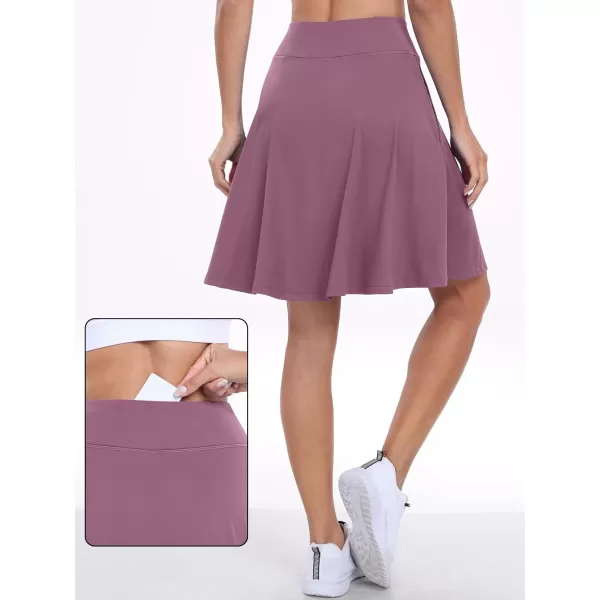 imageANRABESS Knee Length Skorts Skirts for Women with Pockets High Waisted Golf Tennis Skirts Casual Workout Builtin ShortsPurple
