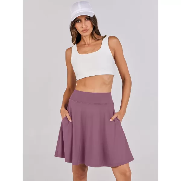 imageANRABESS Knee Length Skorts Skirts for Women with Pockets High Waisted Golf Tennis Skirts Casual Workout Builtin ShortsPurple