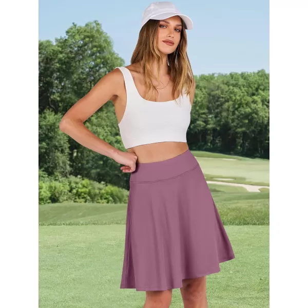 imageANRABESS Knee Length Skorts Skirts for Women with Pockets High Waisted Golf Tennis Skirts Casual Workout Builtin ShortsPurple
